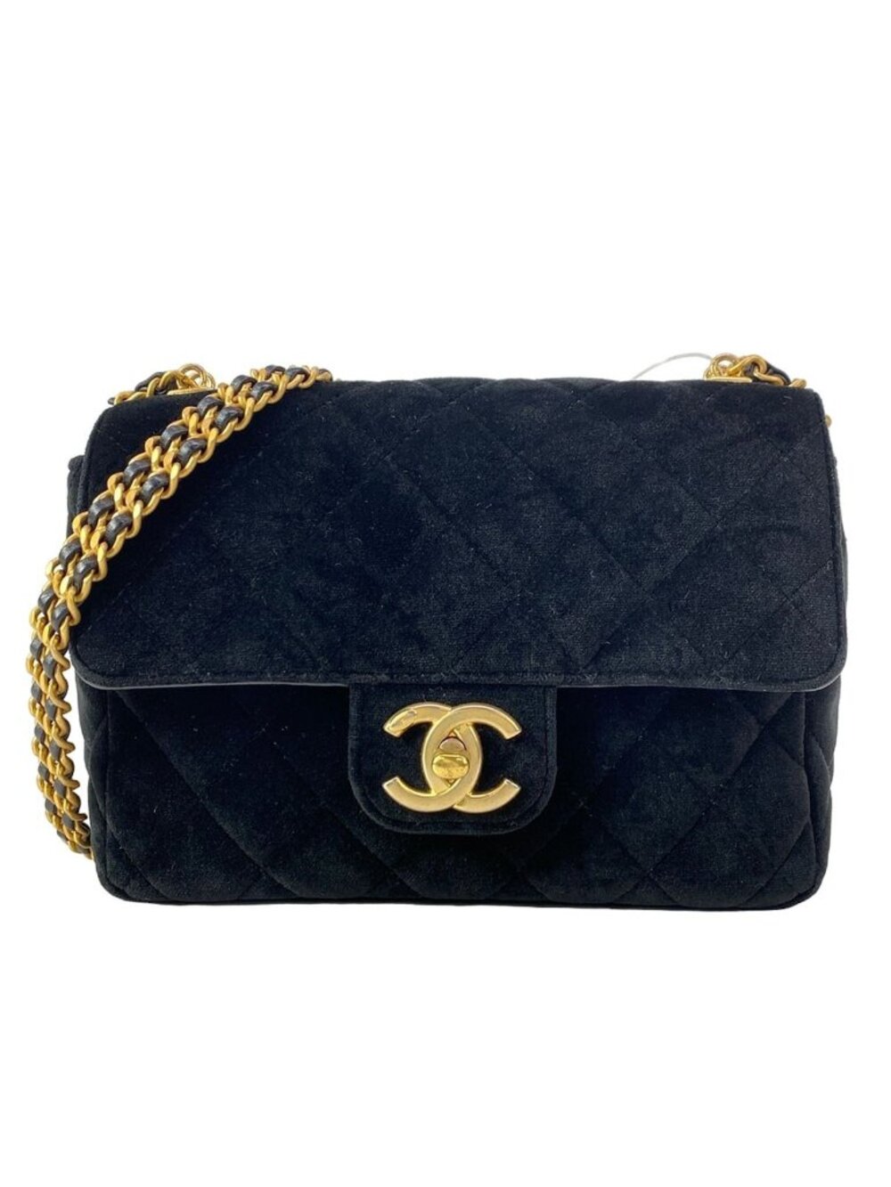 Chanel Shoulder Bag Mini Quilted Black Chain Vintage Gold